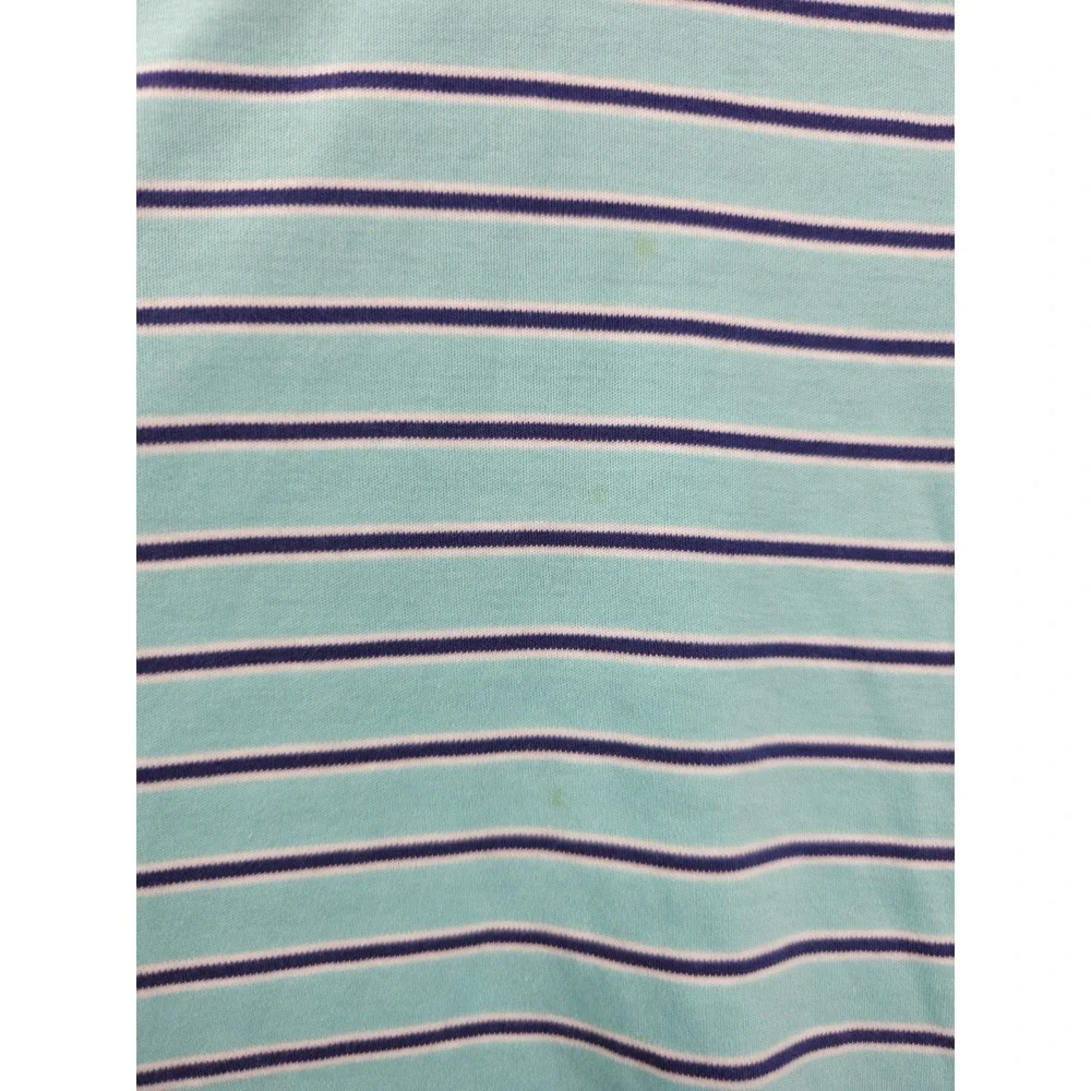Polo Ralph Lauren Men Large Polo Shirt Green Blue Striped Soft Cotton Logo Pony